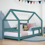 Lit cabane enfant TERY 90 x 160 vert pétrole