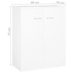 vidaXL Buffet blanc 60x30x75 cm bois d'ingénierie