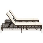 vidaXL Chaises longues lot de 2 avec table marron résine tressée