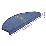 vidaXL Tapis d'escalier 10 pièces 65 x 24 x 4 cm Bleu Demi-rond Grand