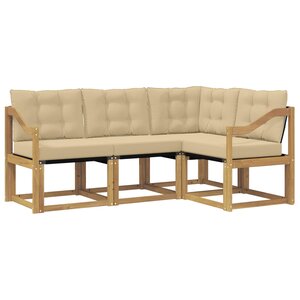 vidaXL Ensemble de canapés d'extérieur 4 Pièces Blanc et Beige