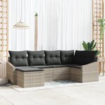 vidaXL Ensemble de salle à manger de jardin 6 pièces avec coussins en poly rattan gris clair