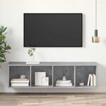 vidaXL Meuble TV mural Gris béton 37x37x142 5 cm Bois d’ingénierie