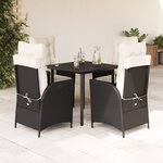 vidaXL Ensemble à manger de jardin coussins 5Pièces Noir Résine tressée