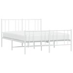 vidaXL Cadre de lit métal sans matelas et pied de lit blanc 140x190 cm