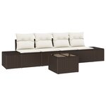 vidaXL Ensemble de canapé de jardin 5 pièces avec coussins Brun Poly Rattan