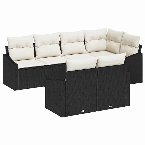 vidaXL Ensemble de salle à manger pour jardin 7 Pièces Noir et Crème