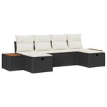 vidaXL Ensemble de Canapé de Jardin 6 Pièces avec Coussins Rattan Poly Noir