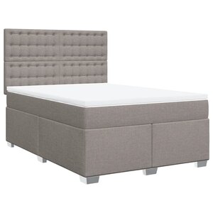 vidaXL Sommier à lattes de lit avec matelas Taupe 140x190 cm Tissu