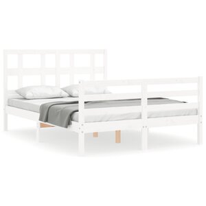 vidaXL Cadre de lit sans matelas blanc 140x190 cm bois massif