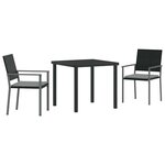 vidaXL Ensemble de salle à manger pour jardin 3 Pièces Noir et Gris Clair