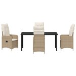 vidaXL Set de 5 Chaises de Jardin avec Coussins Beige en Rattan Poly