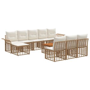 vidaXL Ensemble de canapés d'extérieur 11 Pièces Blanc Naturel et Crème