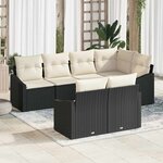 vidaXL Ensemble de canapé de jardin 7 Pièces Noir Poly rotin