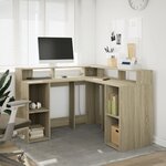 vidaXL Bureau avec lumières LED chêne sonoma bois d'ingénierie