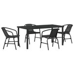 vidaXL Ensemble de Salle à Manger de Jardin 5 Pièces Noir Poly Rotin