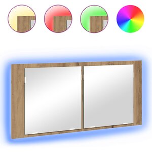 vidaXL Cabinet Miroir LED avec porte Chêne artisanal 100 x 12 x 45 cm