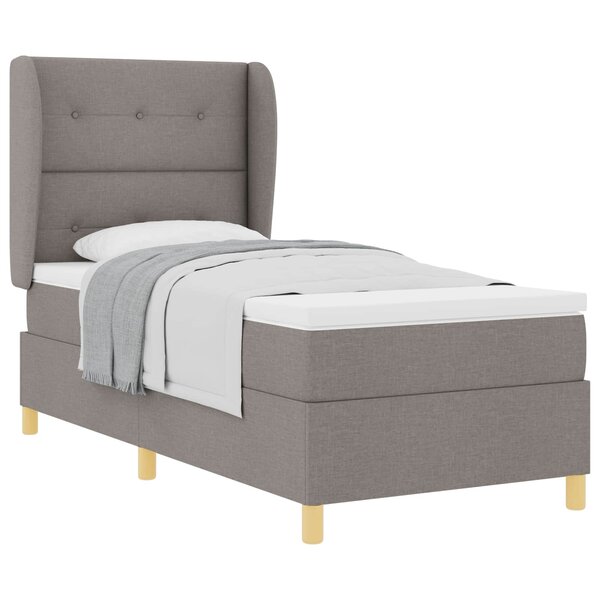 vidaXL Lit à ressorts avec matelas Taupe 200 x 90 cm tissu