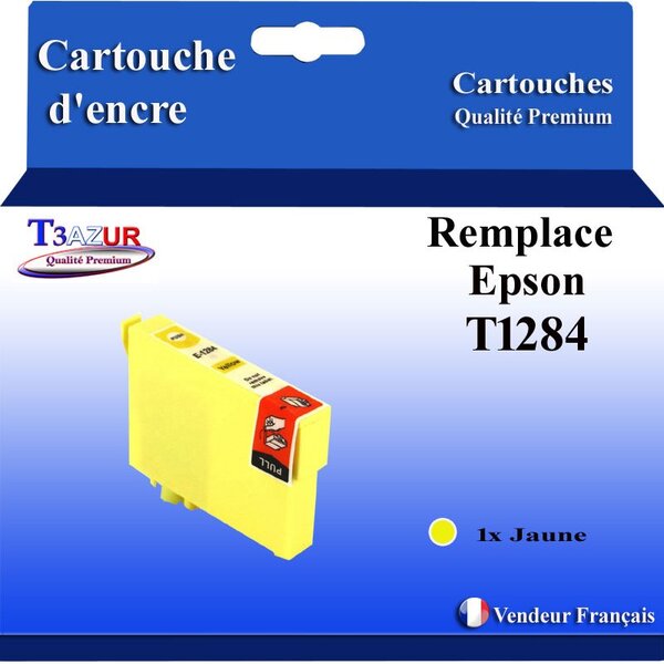T3AZUR- Cartouche Compatible avec Epson T1284 remplace Epson Stylus Office SX420W SX425W SX430W SX435W SX438W SX440W SX445W Jaune