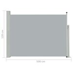 vidaXL Auvent latéral rétractable de patio 120x500 cm Gris