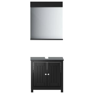 vidaXL Meubles de salle de bain 2 Pièces BERG noir bois de pin massif