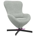 vidaXL Fauteuil œuf Gris clair 63 x 73 x 90 cm Velours