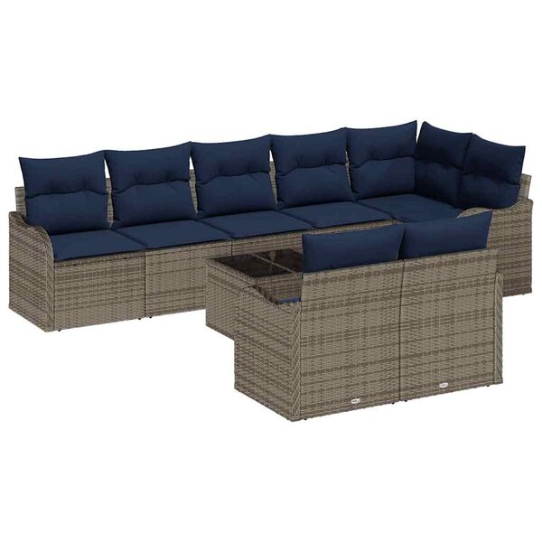 vidaXL Ensemble de canapé de jardin 9 Pièces Gris polyrotin