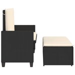vidaXL Banc de jardin avec coussins et repose-pied noir résine tressée