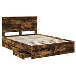 vidaXL Cadre de lit Chêne fumé 135 x 190 cm Bois Ingénierie