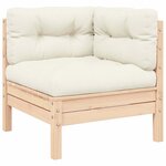 vidaXL Salon de jardin 3 Pièces avec coussins crème Bois de pin massif