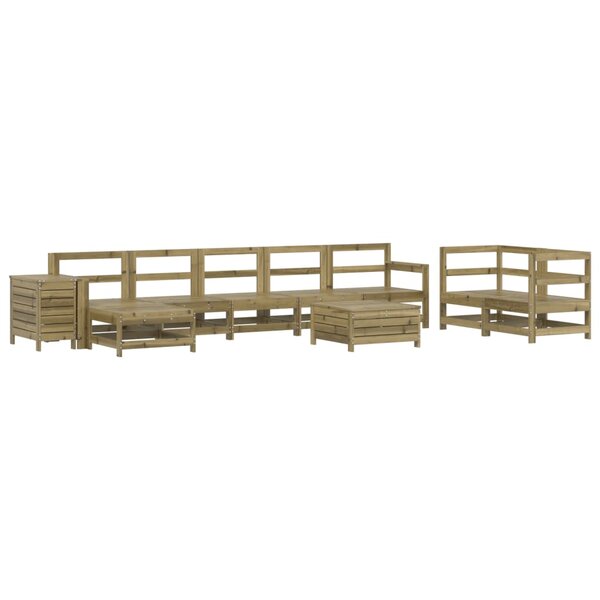vidaXL Salon de jardin 10 Pièces bois de pin imprégné