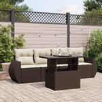 vidaXL Salon de jardin avec coussins 5 Pièces marron résine tressée
