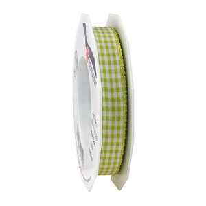 Ruban textile carreau de vichy 20-m-rouleau 15 mm  vert citron/blanc