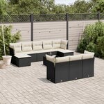 vidaXL Salon de jardin 11 Pièces avec coussins noir résine tressée