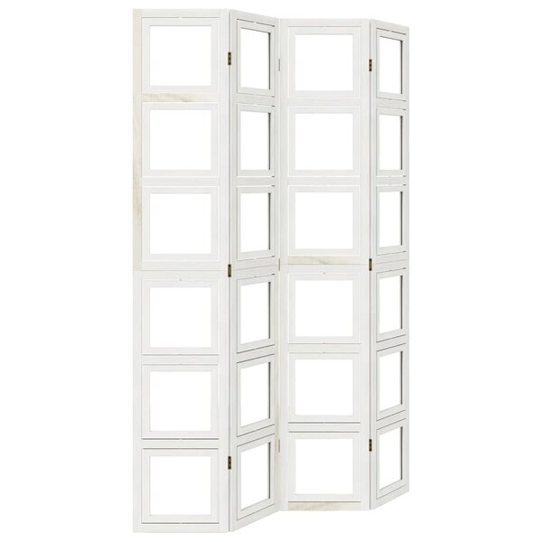 vidaXL Cloison de séparation 4 panneaux blanc bois de paulownia massif