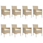 vidaXL Ensemble à manger de jardin et coussins 9 Pièces beige Poly rotin
