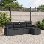 vidaXL Salon de jardin 5 Pièces avec coussins noir résine tressée