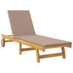 vidaXL Transat avec coussin Taupe Bois d'Acacia Massif