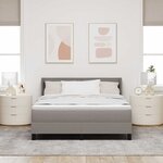 vidaXL Lit à ressorts avec tête de lit Taupe 190 x 140 cm tissu