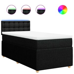 vidaXL Sommier à lattes de lit avec matelas Noir 90x190 cm Tissu