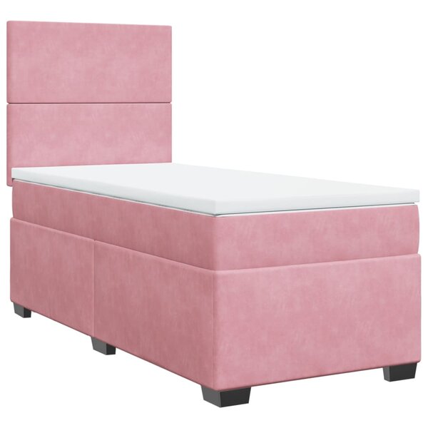 vidaXL Sommier à lattes de lit avec matelas Rose 90x190 cm Velours