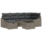 vidaXL Ensemble de canapé de jardin 7 pièces avec coussins gris en rattan poly