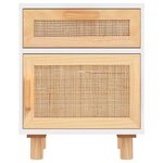 vidaXL Tables de chevet 2Pièces Blanc Bois de pin massif et rotin naturel