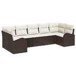 vidaXL Ensemble de canapé de jardin 7 Pièces Marron et blanc Poly rotin