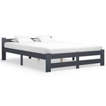 vidaXL Cadre de lit sans matelas gris foncé pin massif 140x200 cm
