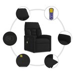 vidaXL Fauteuil inclinable de massage noir tissu microfibre
