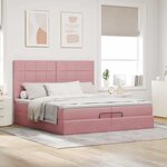 vidaXL Cadre de lit ottoman avec matelas rose 200x200 cm velours