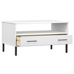 vidaXL Table basse avec pieds en métal Blanc 85x50x45 cm Bois OSLO