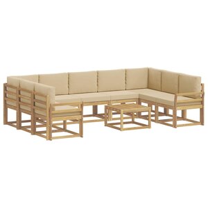 vidaXL Ensemble de canapés d'extérieur 10 Pièces Blanc et Beige