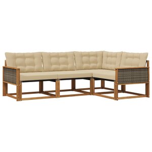 vidaXL Ensemble de canapés d'extérieur 4 pc Naturel et Beige